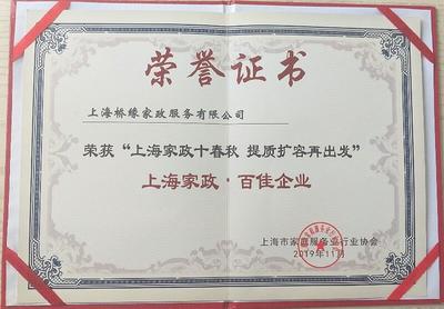 橋緣榮譽(yù)(2018-2020) 上海、江蘇家政 榮譽(yù)證書(shū)獎(jiǎng)牌 獎(jiǎng)?wù)陋?jiǎng)杯 獎(jiǎng)勵(lì)證書(shū) 企業(yè)榮譽(yù) 稱號(hào) 橋緣公司取得的榮譽(yù)